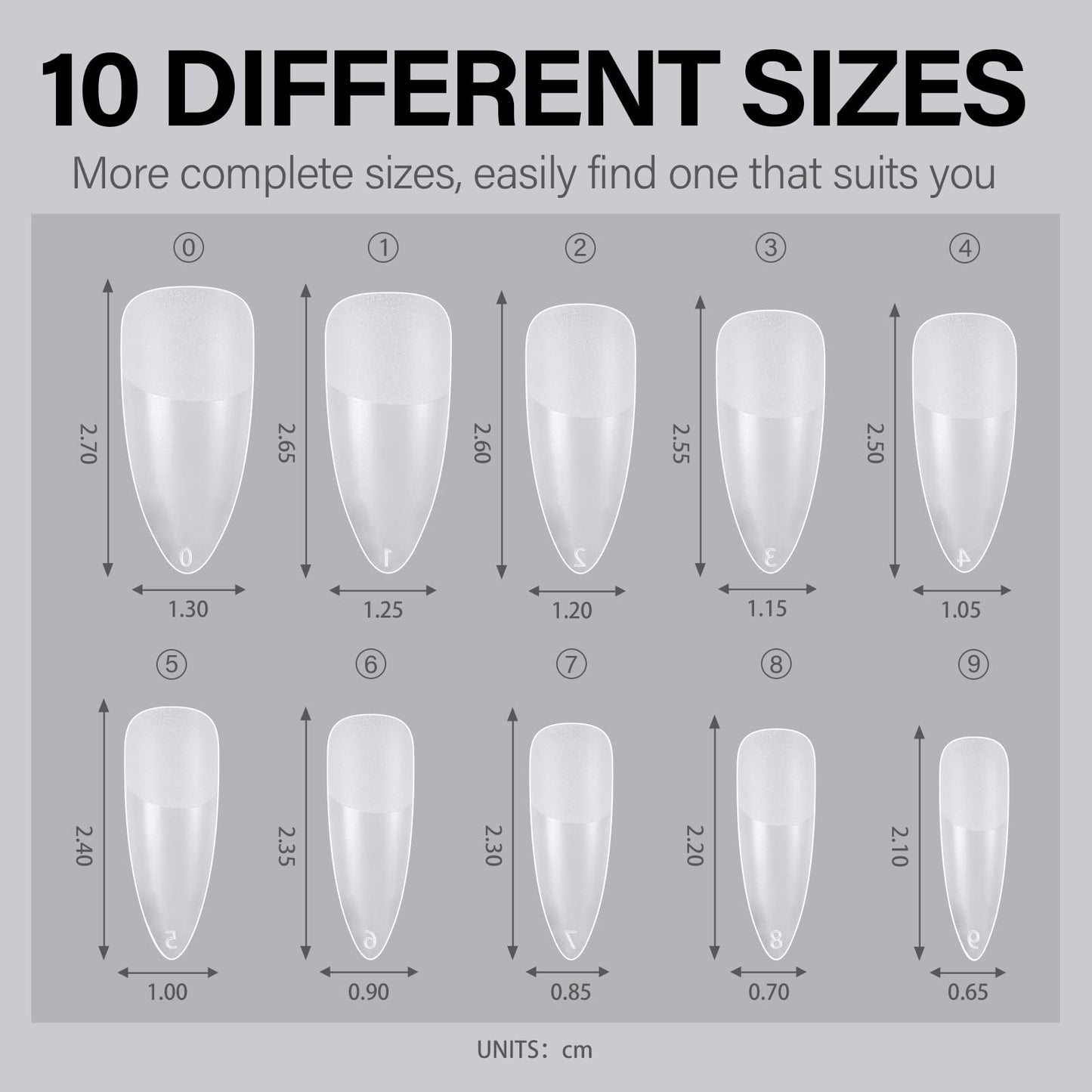 AILLSA Almond Full Cover Nail Tips Upgraded Matte Prefiled Gel Nails Tips False Gelly Press on Soft Nail Tip Medium Almond Shaped Nails for Nail Extensions DIY Holiday Gift (240Pcs 10 Sizes)