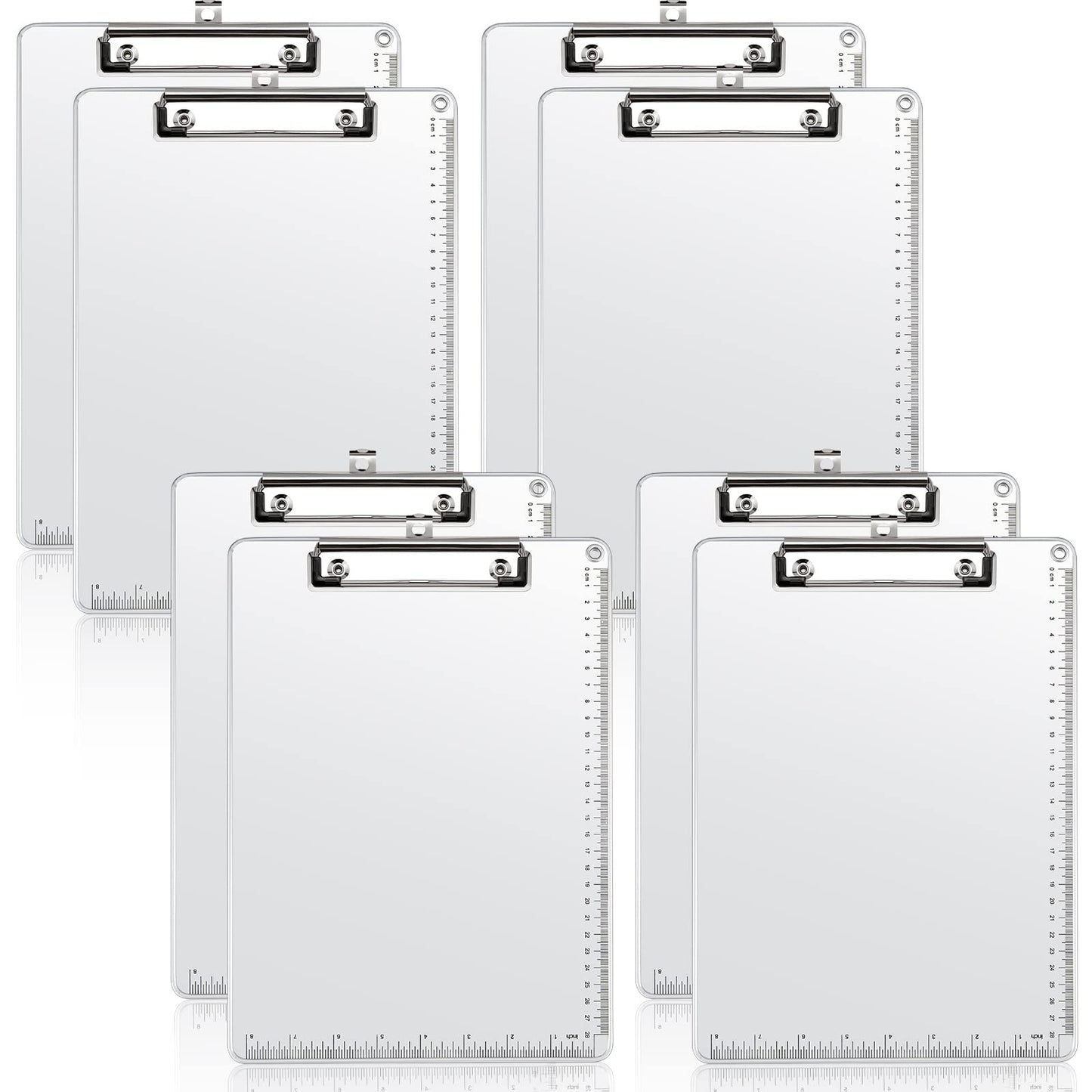 Henoyso 8 Pieces Metal Clipboard Bulk Heavy Duty Aluminum Document Holder with Scale A4 Letter Size Metal Clip Board Office Low Profile Clip for Office School, 12.5 x 9 Inch