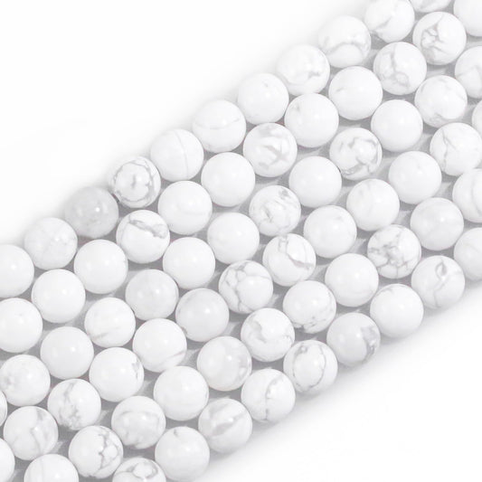 6mm Natural Gemstone Round Howlite Loose Beads for Jewelry Making Bracelets Necklace Earrings Art Craft (60-62pcs/strand)