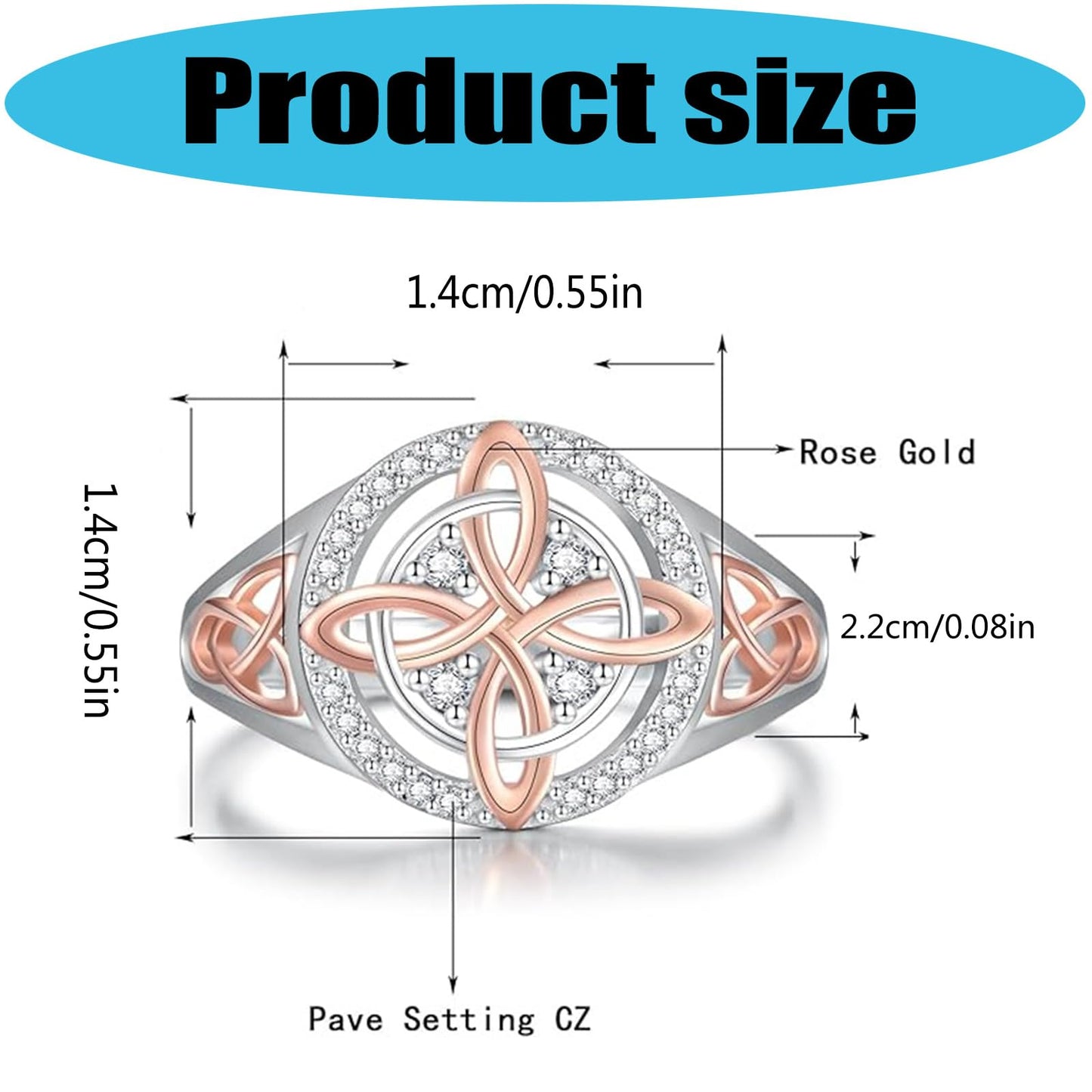 diyebof Women‘s Rings Copper Geometric Band Rings With Two Tone Zircon Accents Designed For Professional And Social Event In Sizes 6 To 10 (6)