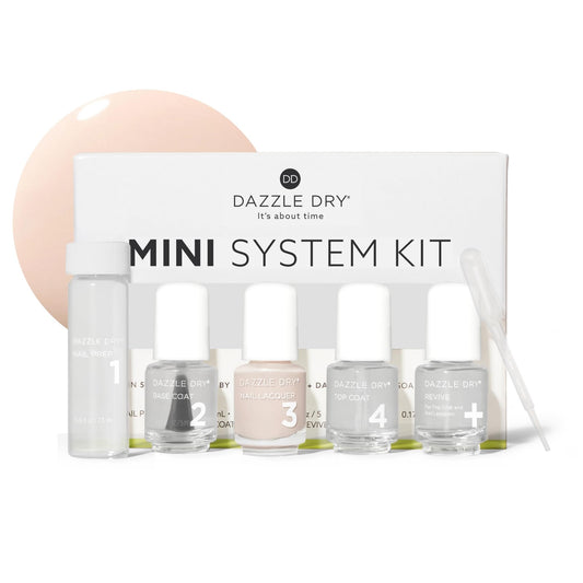 Dazzle Dry Mini Kit 4 Step System - Boss, a light and true neutral nude. Full coverage cream. (5 Piece Kit / 5 Manicures)