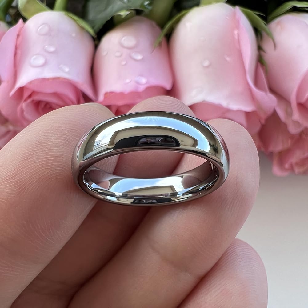 TUTISS 5mm Tungsten Carbide Rings for Men Women Engagement Wedding Bands Domed Polished Shiny Comfort Fit Size 12