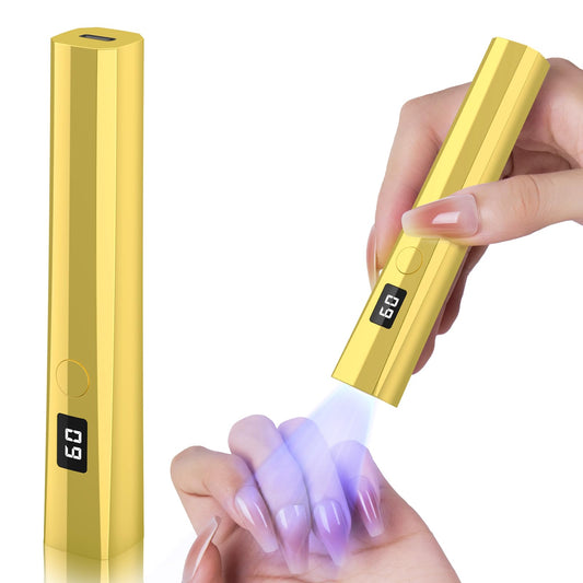 Hoonyn Handheld UV Nail Lamp, 5W Sparkly UV Light for Gel Nails, Portable LED Nail Lamp, Mini Nail Dryer with LCD Screen, USB Nail Light for Fast Curing (Gold)