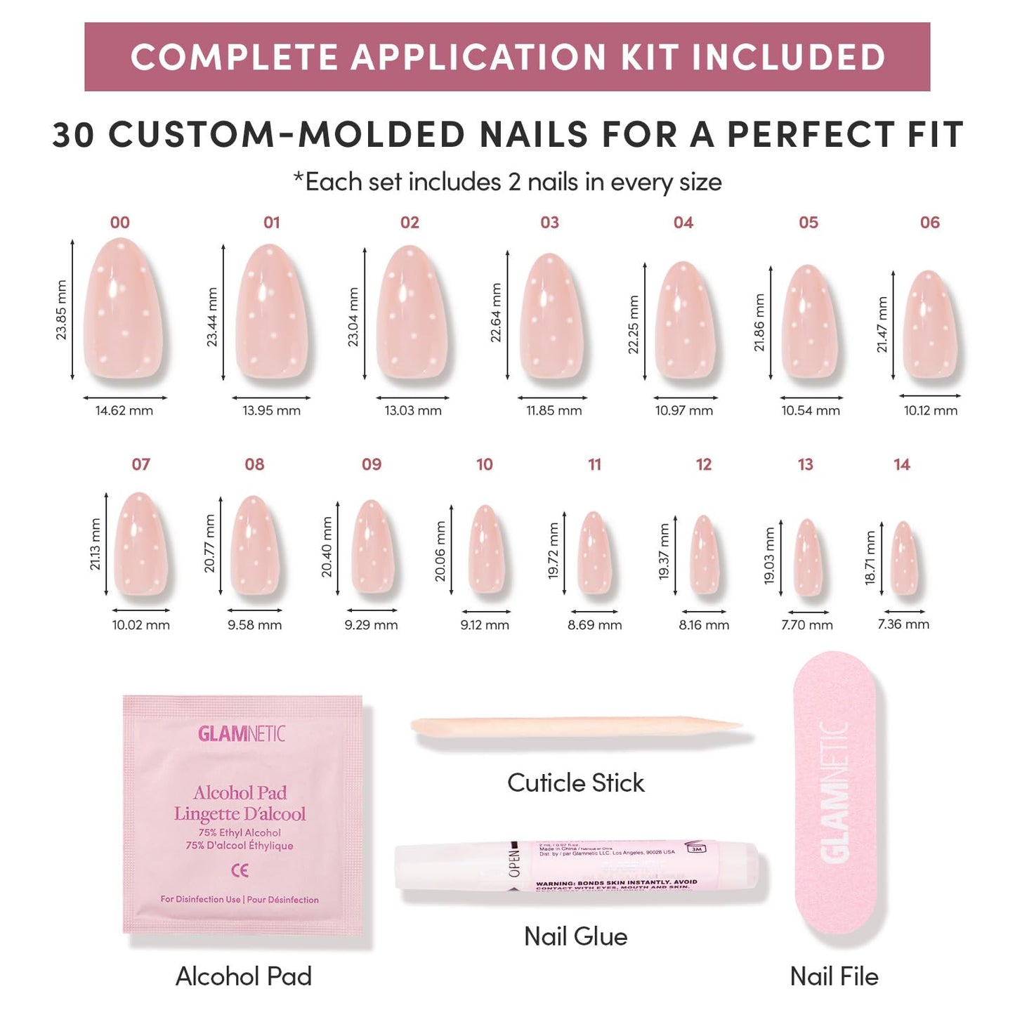 Glamnetic Press-On Nails Bundle - Sugar Glazed & Frosted Chai | Medium Oval Fake Nails with Polka Dots & a Glazed Finish | Medium Almond Glazed Ombré False Nails | Durable, Salon-Quality Nail Kits