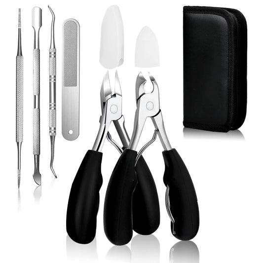 Merkaunis 6Pcs Toenail Clippers for Thick Toenails Ingrown Nail Clippers, Large Toe Nail Clippers, Heavy Duty Toe Nail Clippersfor Seniors Toenail Clippers Set with Long Handle for Men