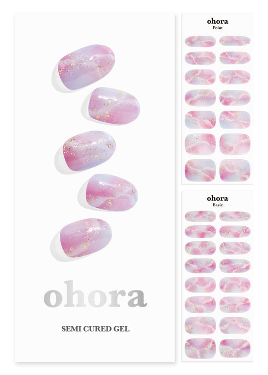 ohora Semi Cured Gel Nail Strips (N Unicorn Dream) - Works with Any Lamps, Salon-Quality, Long Lasting, Easy to Apply & Remove - Includes 2 Prep Pads, Nail File & Wooden Stick