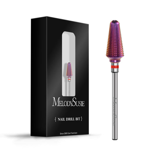MelodySusie Professional Tornado Nail Drill Bits, 3/32'' Carbide Tungsten Multi-function Bits, Suitable for Manicure Pedicure Cuticle Gel Polishing, Salon Bits, Purple, Series Bit-X, Fine