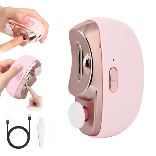 Electric Nail Clippers for Seniors,2026 New 3-in-1 Easyclip Smart Nail Clipper for Baby and Adults,Automatic Electric Nail Clipper with Polishing and LED Light,Suitable for Fingernail Toenails(Pink)