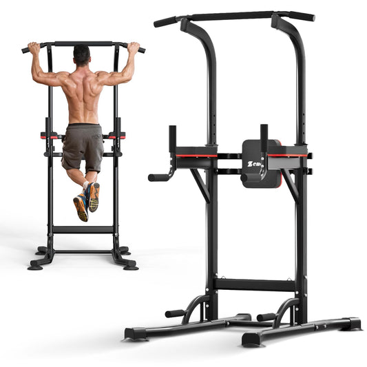 ZENOVA Pull Up Bar Power Tower Dip Bar Pull Up Stand Dip Station Multi-Function Workout Station Fitness Equipment Home Gym Machine