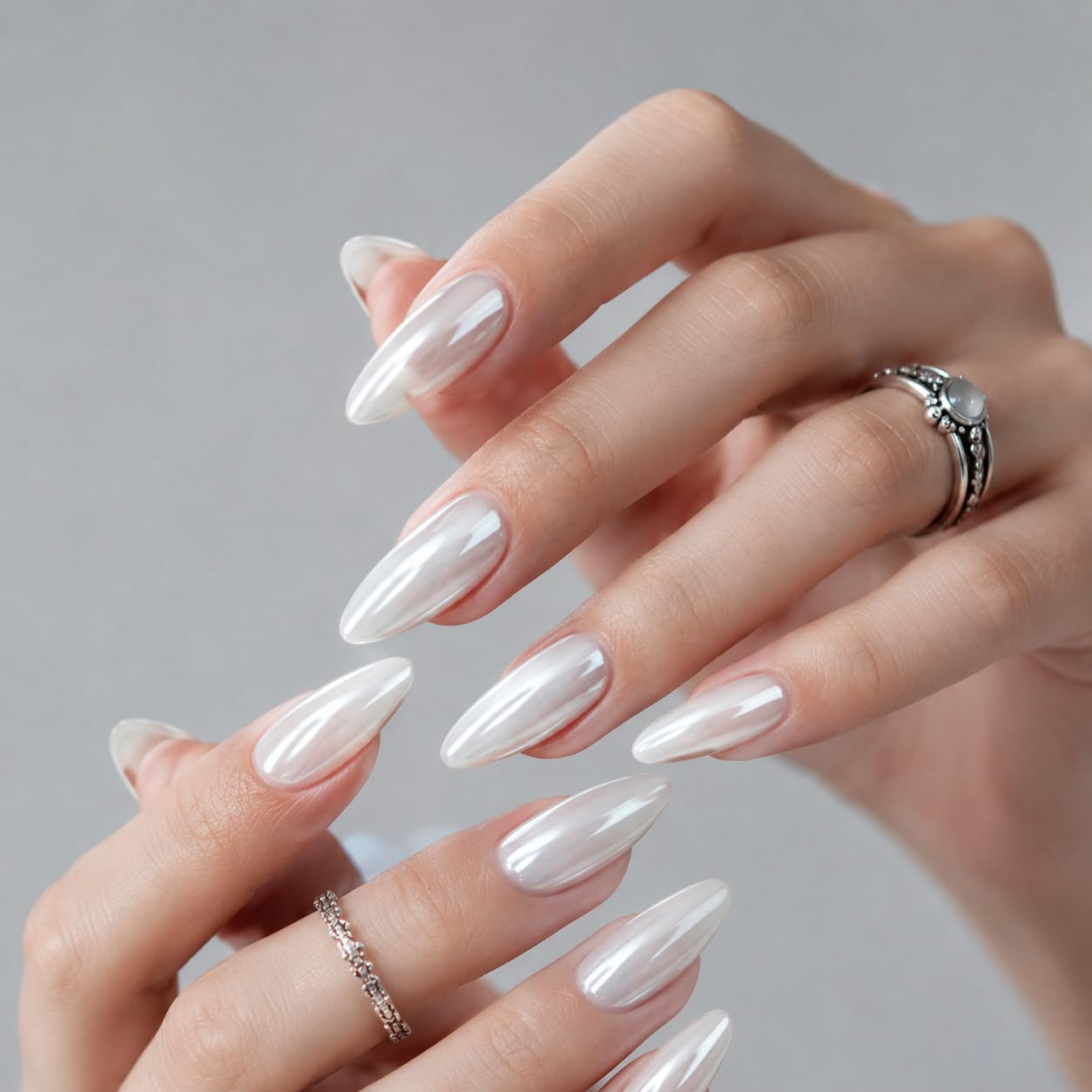 C.Z.Z.T.T.NAILS 24pcs Gorgeous Almond Press On Nails,12 Sizes Reusable Fake Nails with Jelly Glue,Stick On Nails for Women Daily Wearing