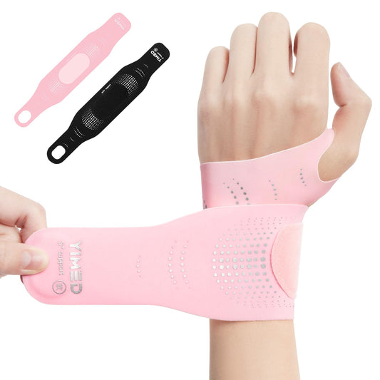 Ultra-Thin Wrist Brace Support for Carpal Tunnel, Wrist Brace for TFCC Tears, Elastic Wrist Wraps for Sports Work Typing Sleeping, Wrist Straps for Weightlifting, Golf, Tendonitis, Arthritis (Pink)