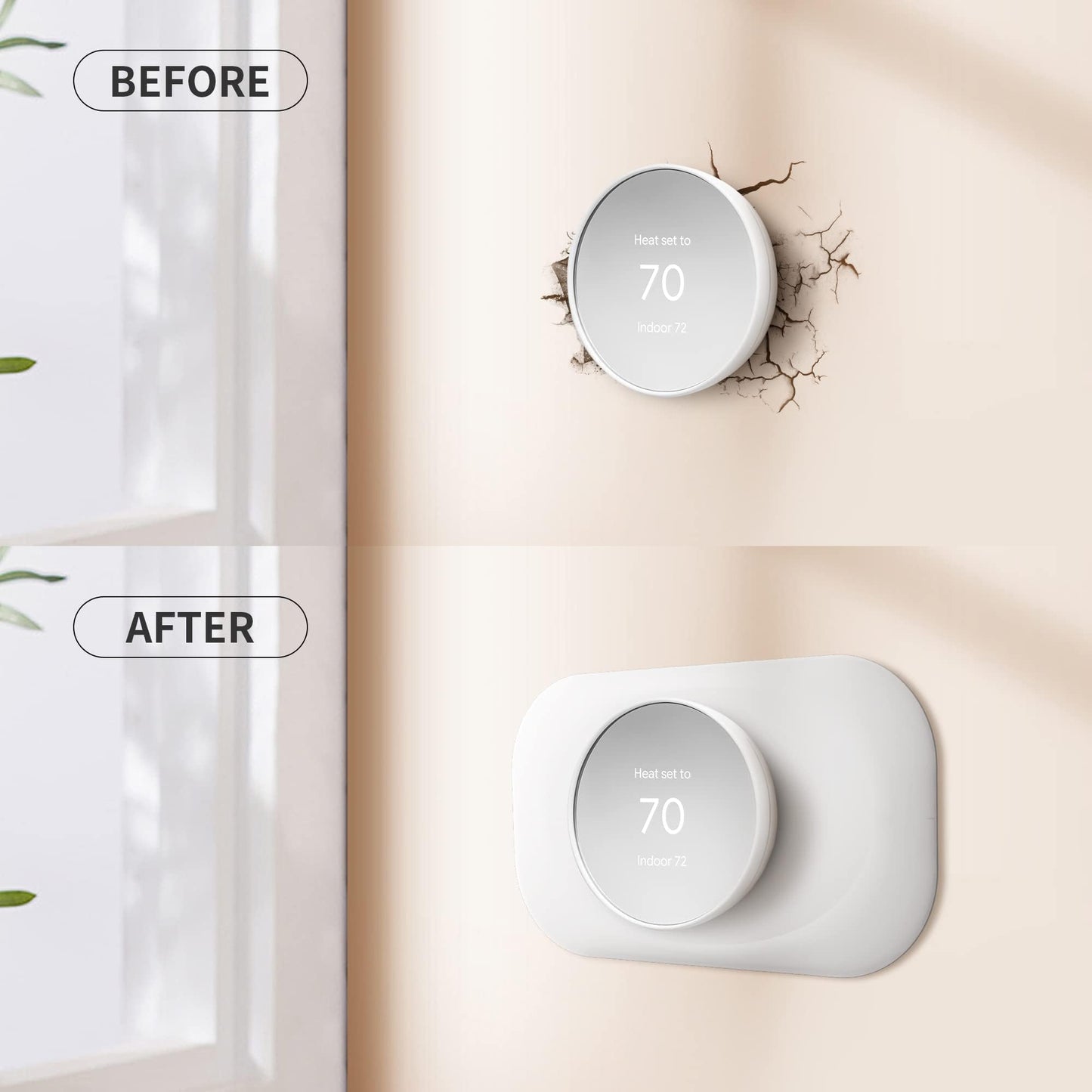 Compatible with Google Thermostat 2020 Wall Plate Cover - Petrichor Nest Thermostat Trim Kit, Made for Google Nest Thermostat 2020, Cover Imperfections Easy to Install - White（2 Pack）