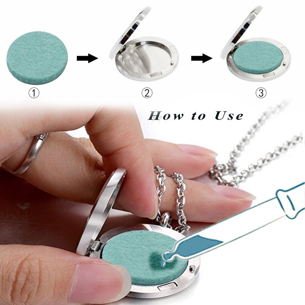 Aromatherapy Essential Oil Diffuser Necklace Stainless Steel lnspirational Locket Pendant（Cat）