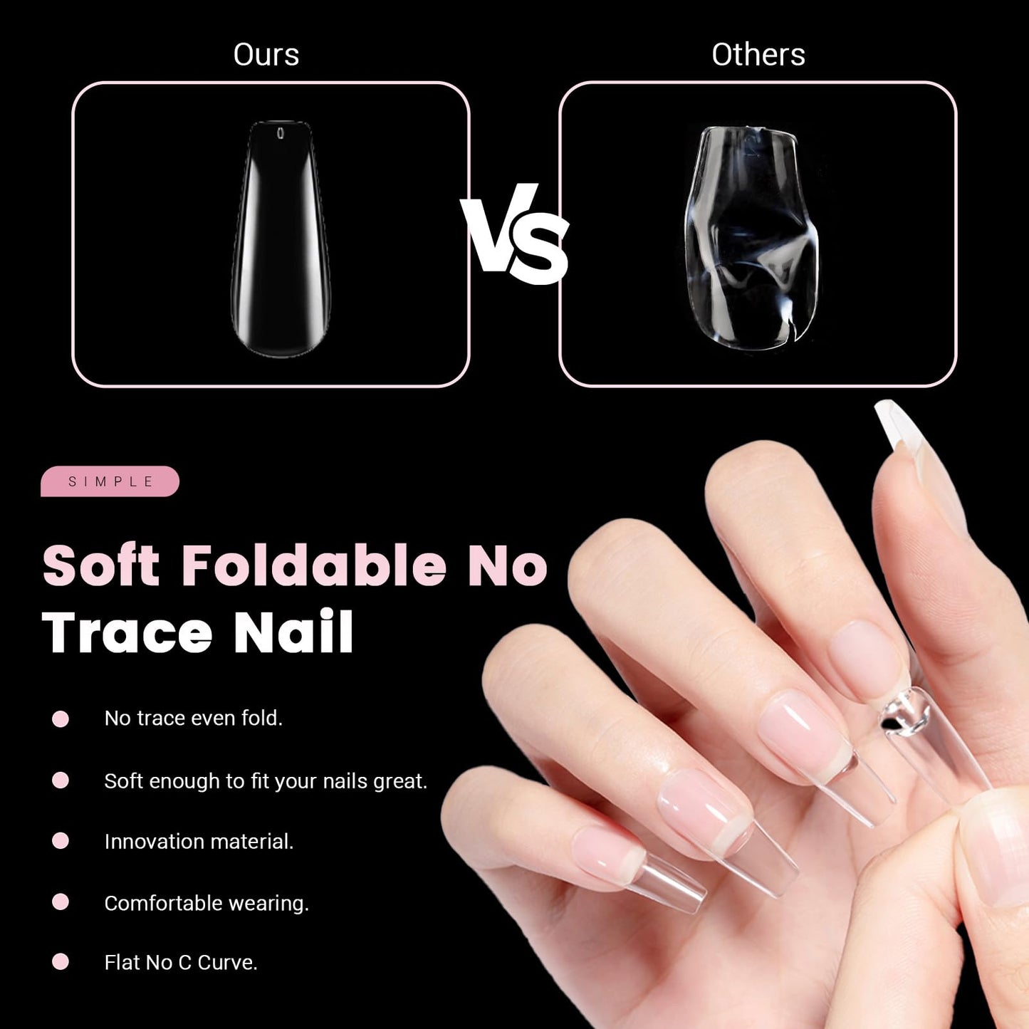 1400 Pcs 3 Styles Clear Nail Tips, Pre-shaped Acrylic Press on Nails Kit with Short Oval Nail Tips, Square and Stiletto, Fake Soft Gel for Extension Manicure Home DIY