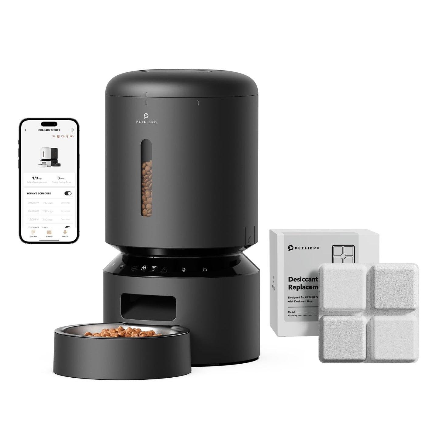 PETLIBRO Automatic Cat Feeder, 5G WiFi Automatic Dog Feeder with Freshness Preservation 5L + 6 Packs Pet Food Desiccant Bag Suitable Model PLAF001, PLAF101, PLAF005, PLAF006, PLAF103, PLAF203