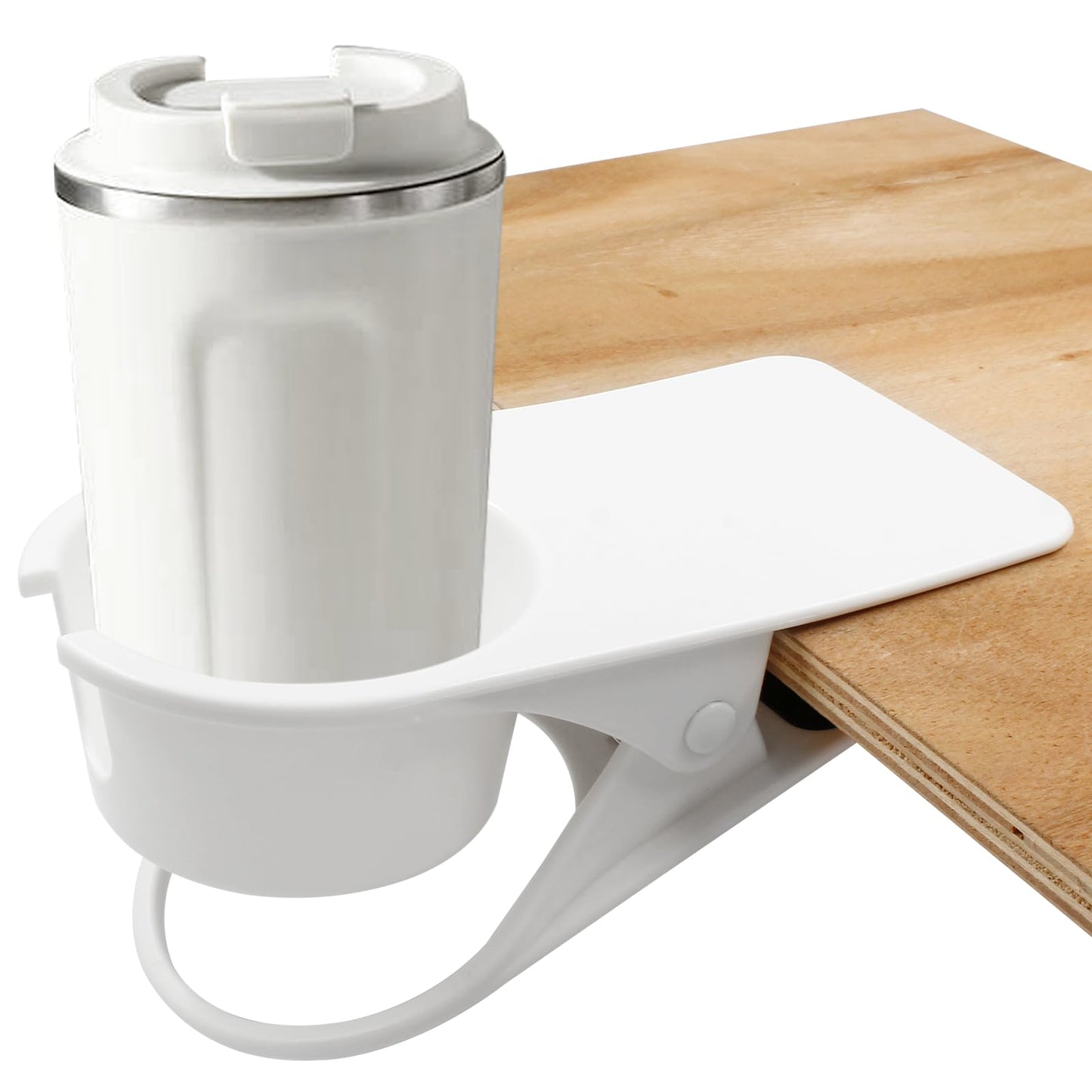 Jiozermi Drinking Cup Holder Clip, Desk Drink Holder with Clip for Water, Soda, Coffee Mug (White)