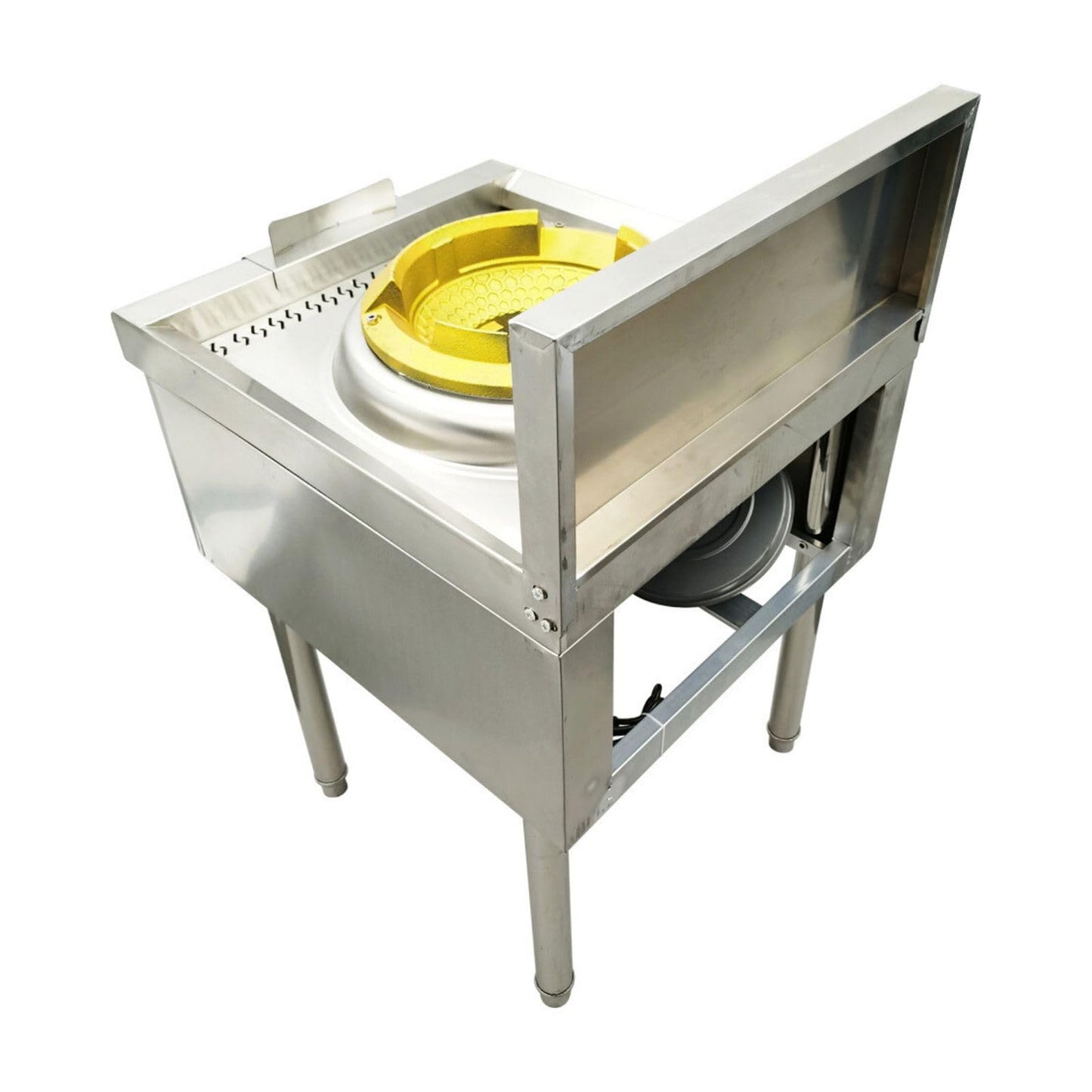 Yokoma Commercial Gas Wok Stove Chinese Wok Range Burner 85300 BTU Heavy-duty Stainless Steel Cooker Liquefied and Natural Gas Compatible Single Stove with Baffle for Chinese Cooking 110V
