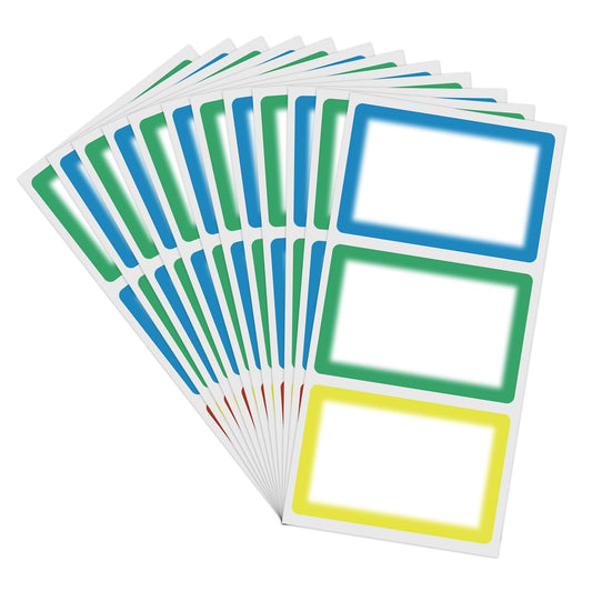 MFLABEL®Colorful Plain Name Tag Labels- 200 Pre-Cut Name Tags with Colorful Borders for Office, School & Events | 3.5" x 2.25" Self-Adhesive, Waterproof & Kid-Safe Labels (Red, Yellow, Blue, Green)