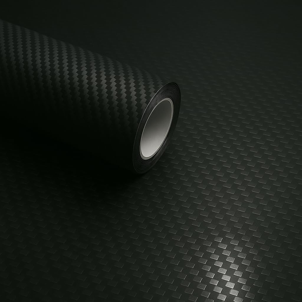 RockRose 3D Matte 3D Black Carbon Fiber Vinyl Wrap, Anti-Wrinkle, Air Release Automotive Bubble Wrap, Self Adhesive Car Vinyl Sticker DIY Decals 5FT x 92FT