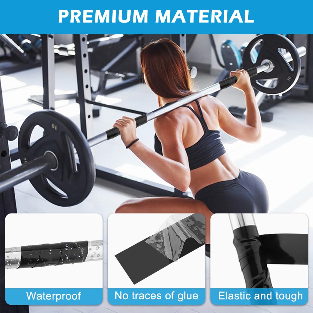Qelirone Grip Tape - 16.4FT Self Fusing Silicone Tape, Rubber Grip Wrap for Pull Up Bars, Barbells, Dumbbells, Gym Equipment, Bike Handles(Color:Black)