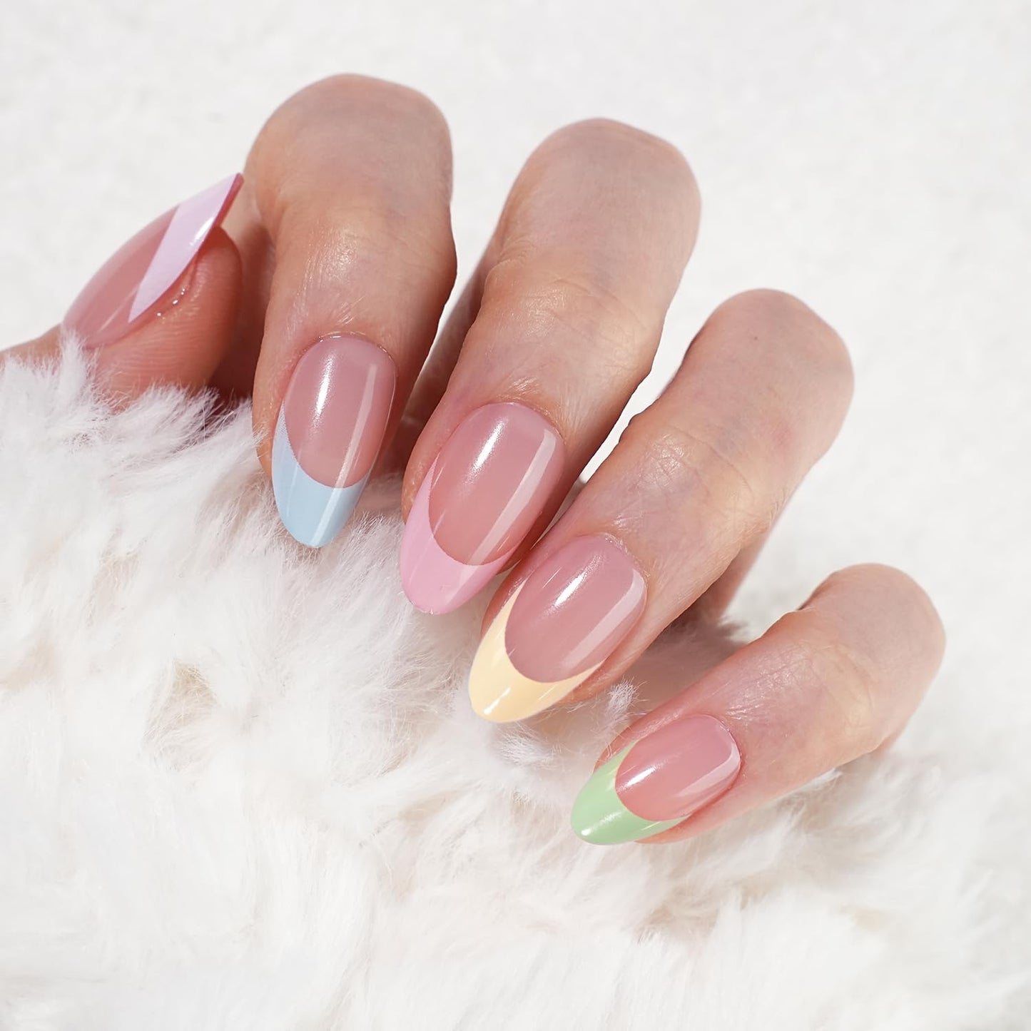 SXC Cosmetics Press On Nails - 011 Pastel Party | X5 Signature Series - Short Almond X-Pro Tips Fake Nails, Salon Quality Nails 16 Sizes - 160 pieces Nail Kit with Glue