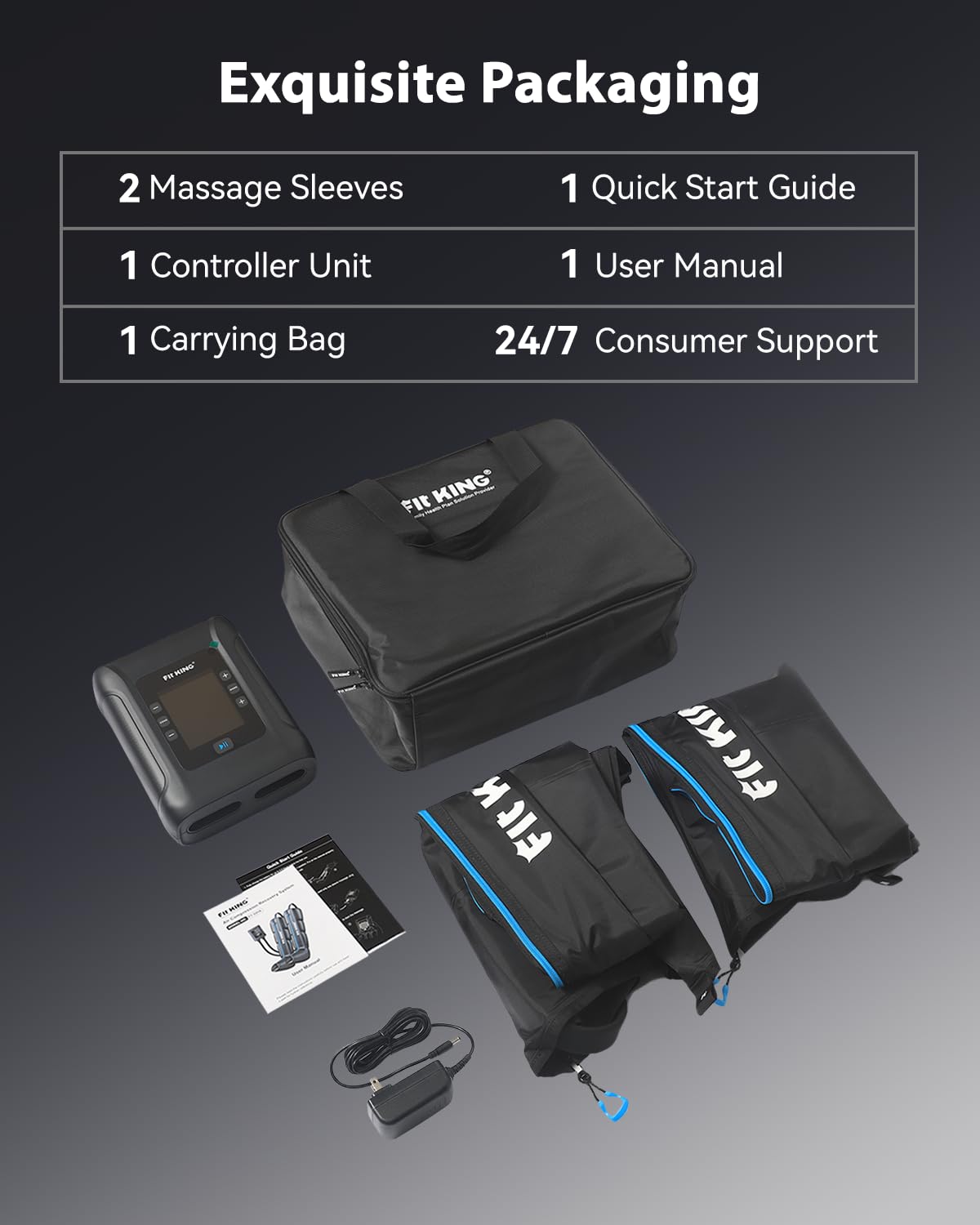 FIT KING Professional Air Compression Recovery System, Cordless Rechargeable Compression Boots for Circulation, Full Leg Foot Massager Pressure Boots for Fast Recovery Therapy (Small)