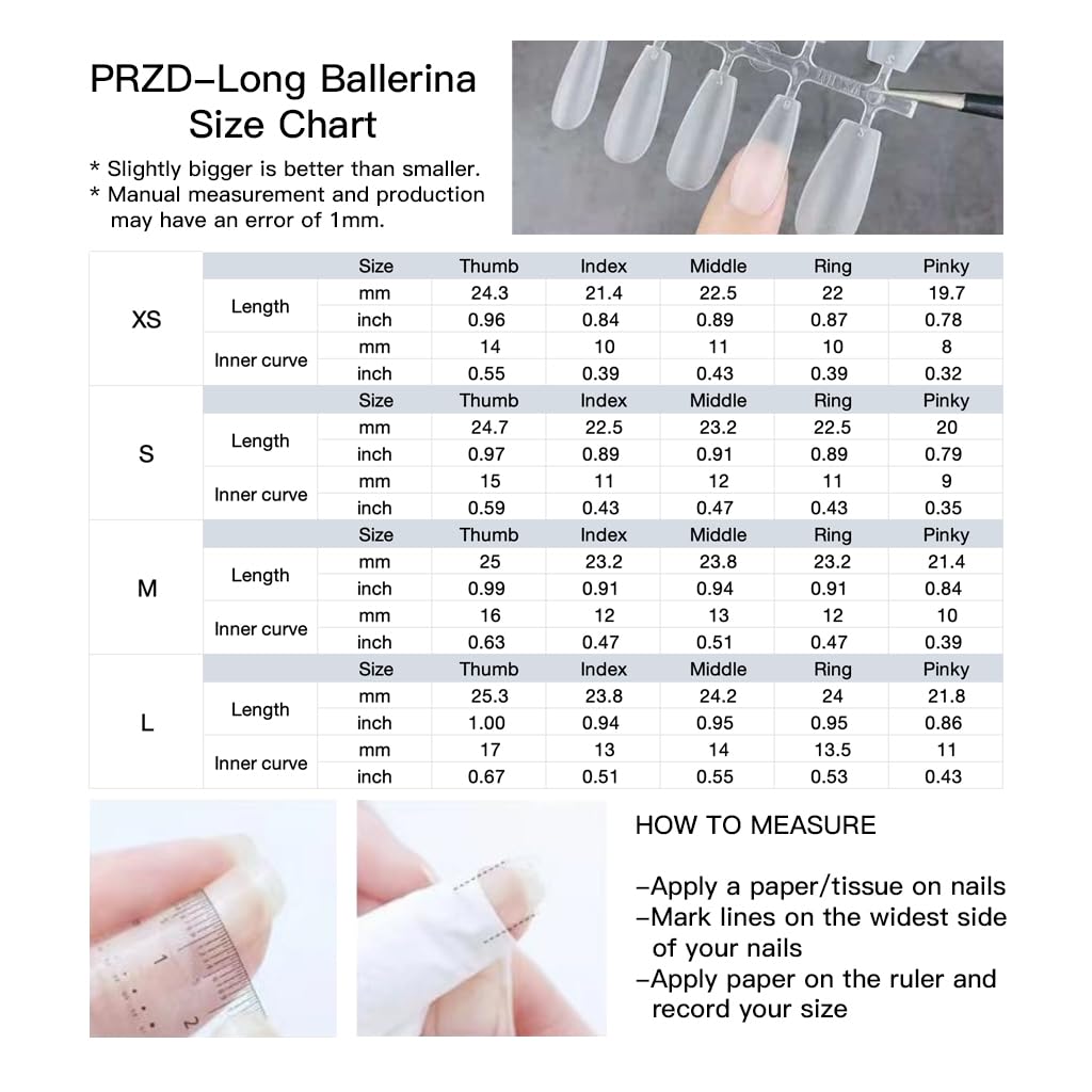 GLORS Long Ballerina Press On Nails, Pearl-Decorated Pink and Green French Tips, Handmade False Nail 10 Pieces (Small,LB)