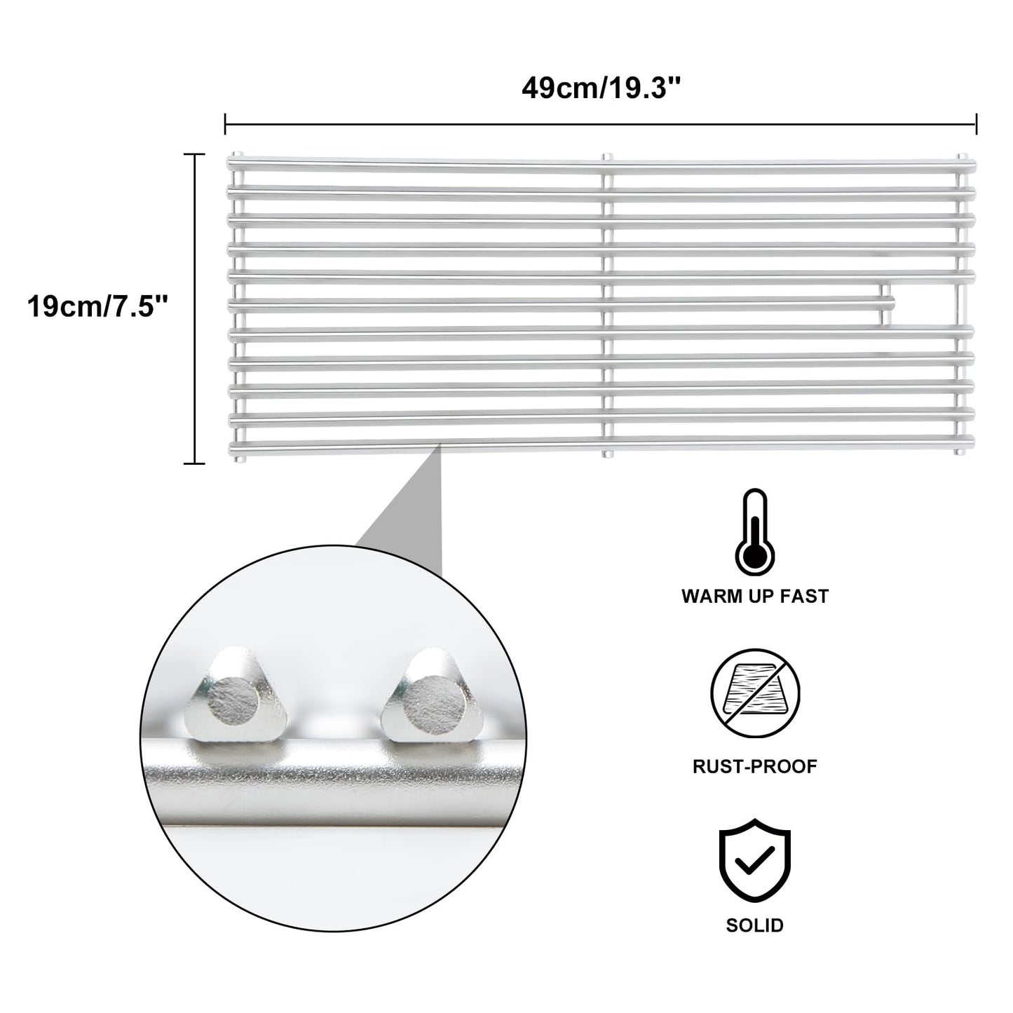 J＆HYBBQ 4 Pcs 18" Triangle Rod Grill Grates Replacement Parts for Blaze Grill for 3, 4, or 5 Burners, 18 x 7-3/8 Inch Stainless Steel BBQ Grill Grate