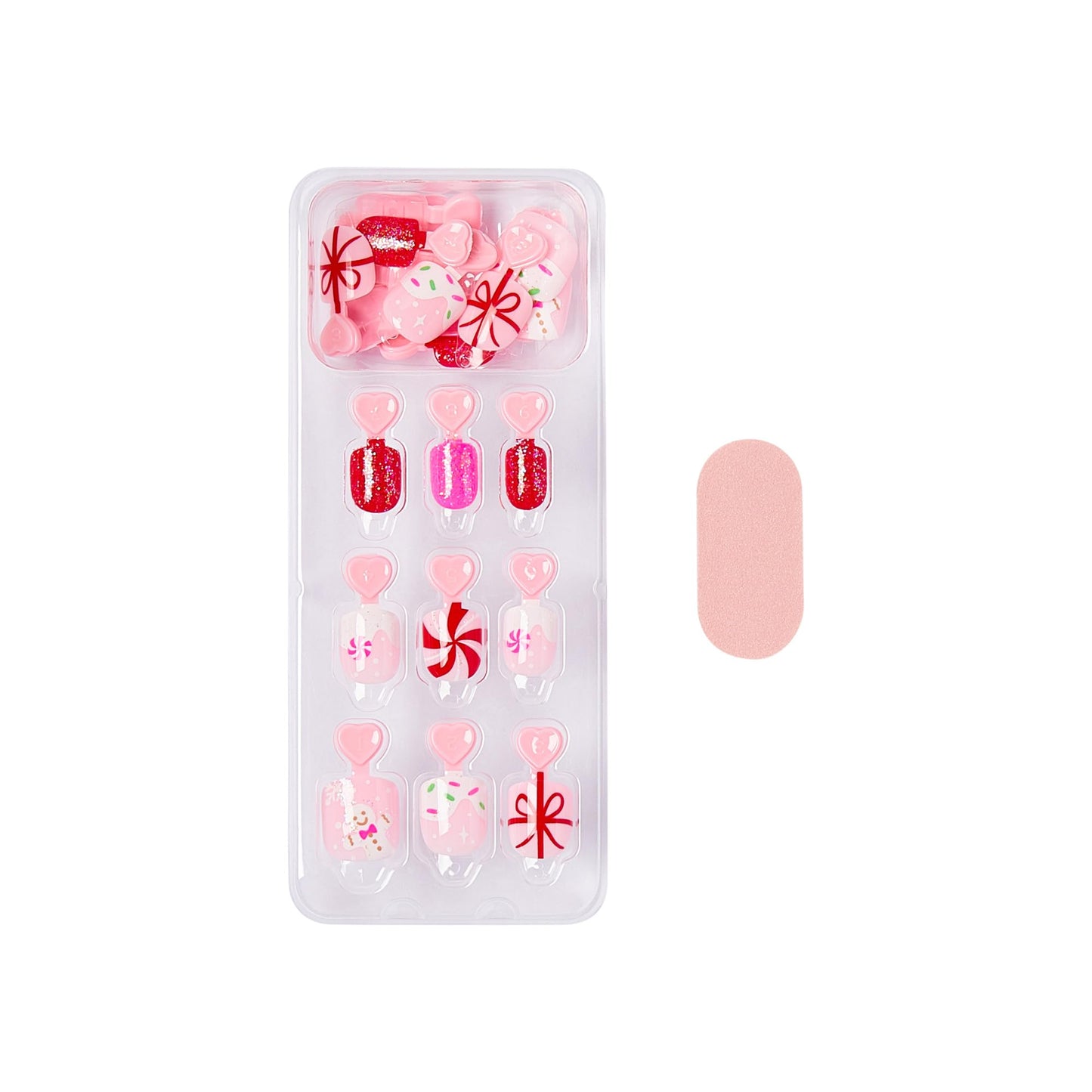 KISS imPRESS Mini Holiday Press On Nails for Kids, ‘Frostsnow’, Pink, Child Size, Squoval Shaped, Mess-Free, Mom Approved, Non-Toxic, Breakaway Application Tabs, Nail File, 20 Fake Nails (Pack of 2)