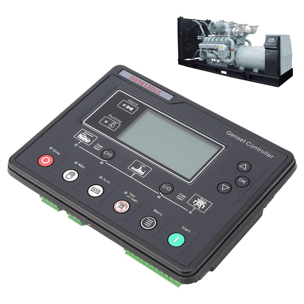 Generator Control Panel,Genset Controller Module Automatic Power Monitoring Switching Control for Generators LCD Display Backlight