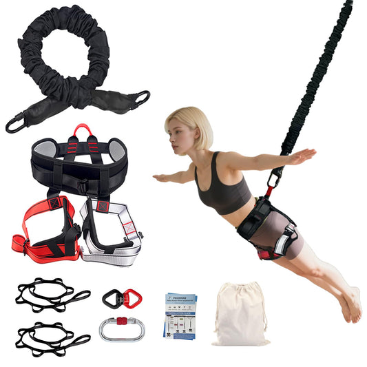 PRIORMAN Professional Bungee Dance Fitness Kit, 6 Sizes, CE Certified Complete Harness Set with Resistance Band & Hanging Hardware for Suspension Training Home & Studio(XS)