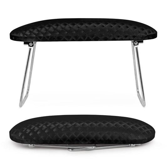 Krofaue Arm Rest for Nails Tech, Professional Microfiber Leather Nail Hand Rest Stand Arm Rest for Acrylic Nails Cushion Hand Holder with Non-slip - Nail Technician Use Must Have (Black)