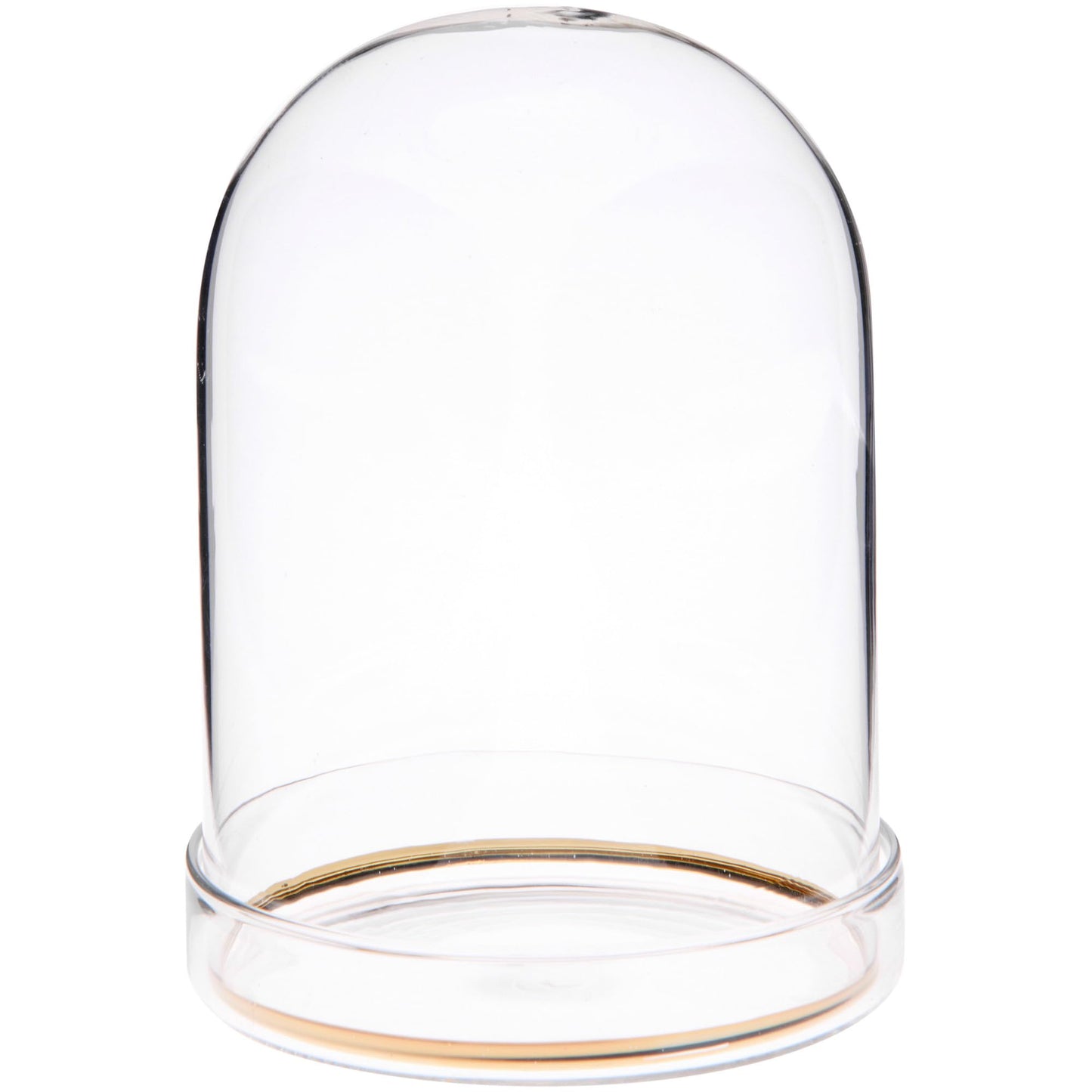 Plymor 3" x 4" Glass Display Dome Cloche with Gold Rim (Clear Glass Tray Base)