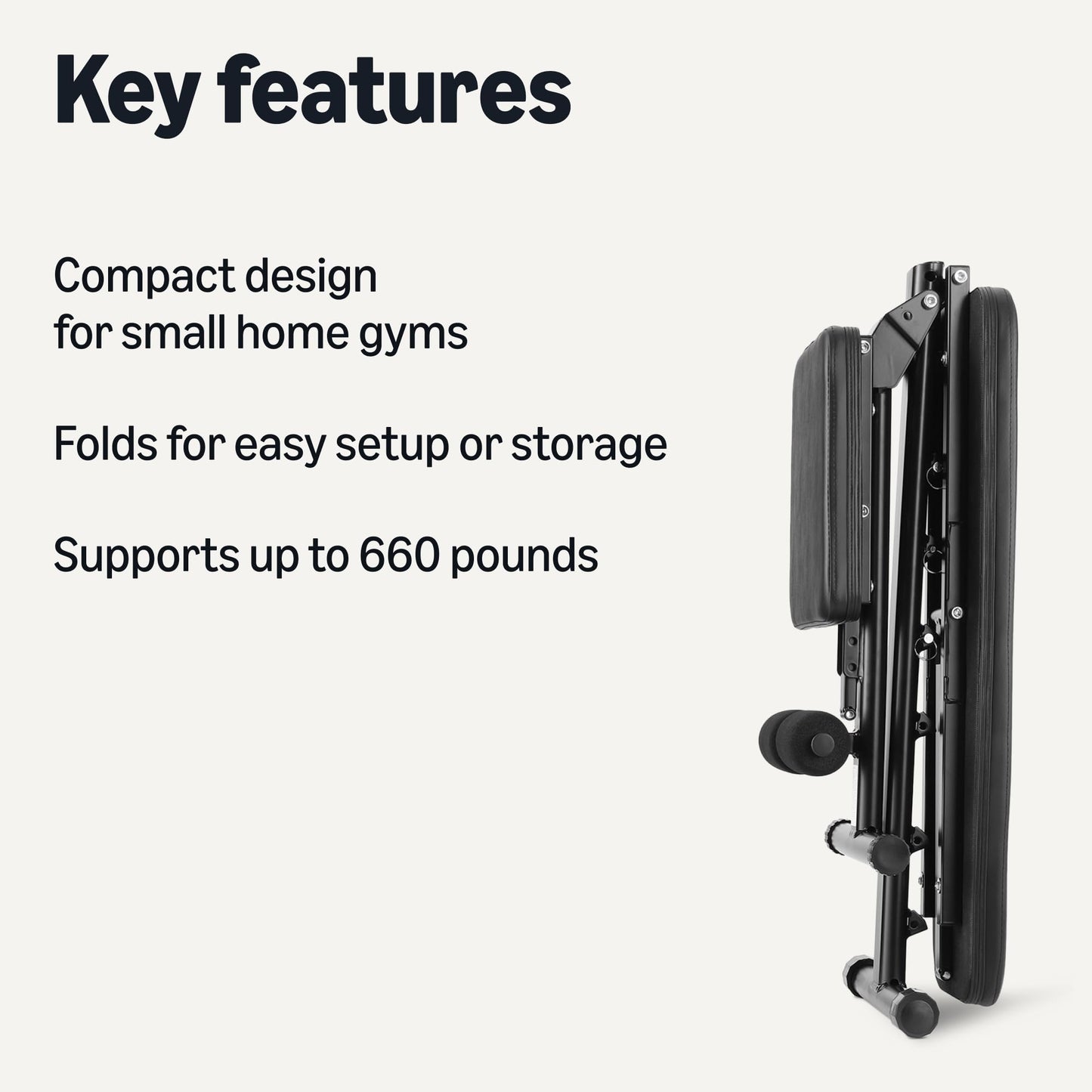 Amazon Basics Adjustable Workout Weight Bench Press, Foldable for Home Gym, Supports up to 660 Pounds, Black