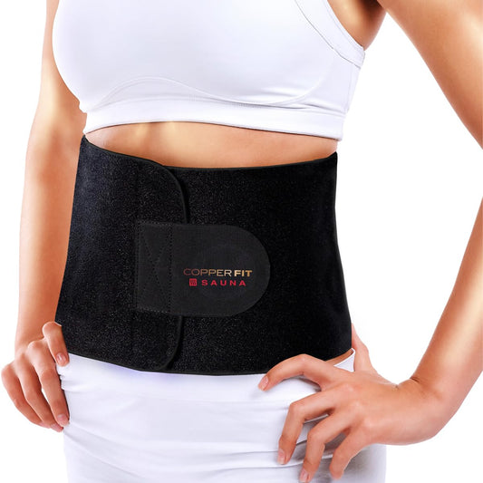 Copper Fit Infrared Sauna Belt – Waist Trainer for Men & Women – Increases Sweat & Supports Core – Adjustable Compression – Copper-Infused (Black, LXL)