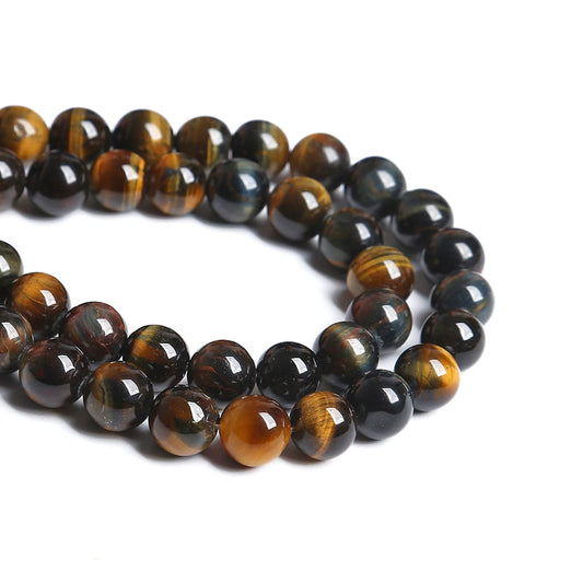 8MM 46PCS Natural Tiger Eye Beads Yellow Blue Stone Loose Beads for Jewelry Making DIY Bracelet Necklace