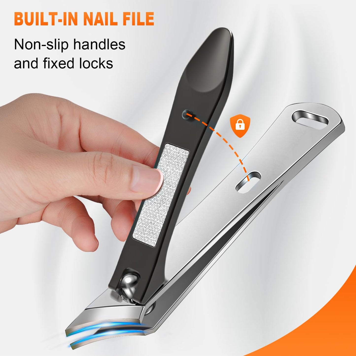 Nail Clippers Set, CLPPNA Angled Head Long Handled Toenail Clippers for Thick Toenails, Sharp Heavy Duty Ingrown Toenail Clippers with Wide Jaw, Podiatrist Nail Clippers for Seniors and Men