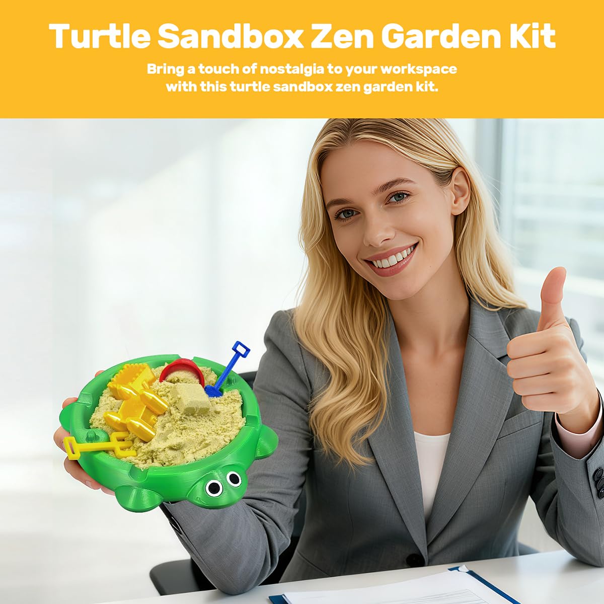 Estairkas Mini Turtle Sandbox Zen Garden for Desk, Desktop Sandbox on the Go Stress Relief, Mini Desk Zen Sand Garden Kit with Lid, Funny Coworker, Birthday, Friend Gifts Idea
