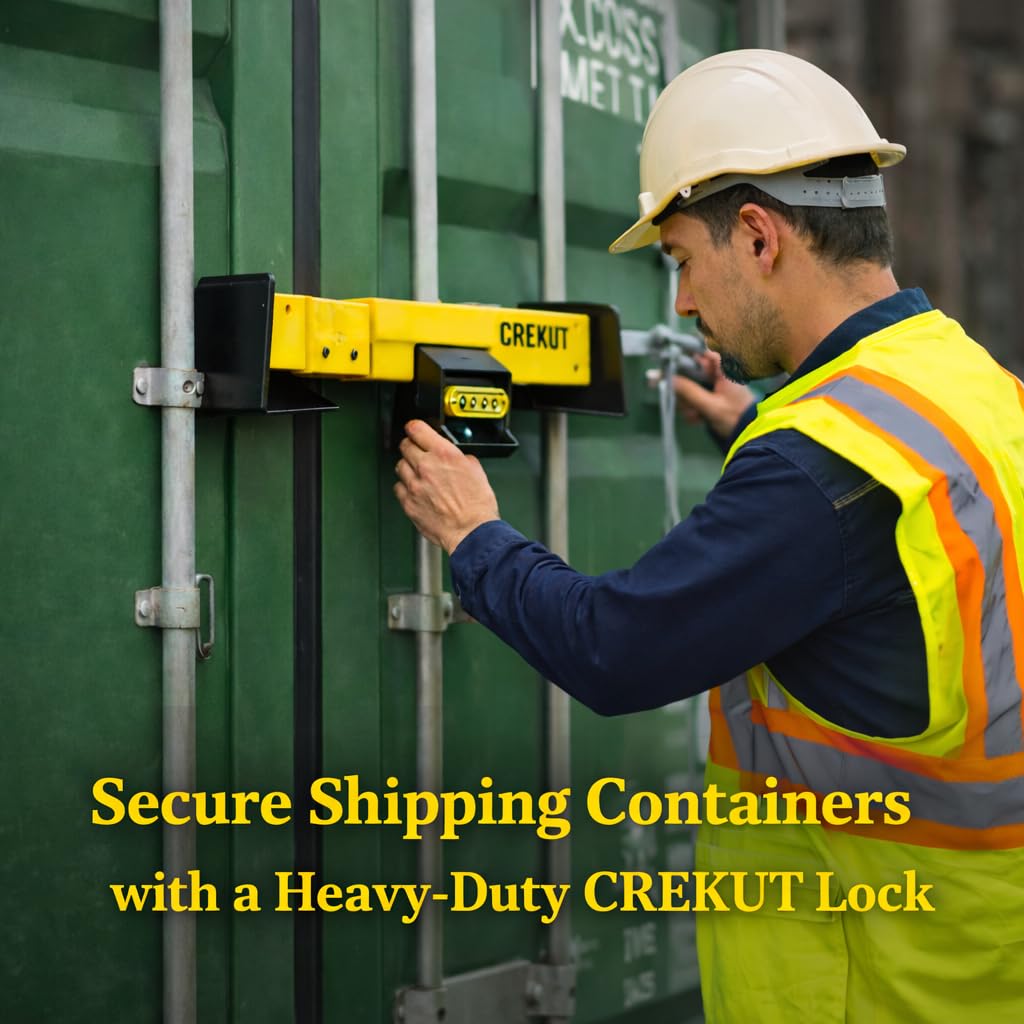 Equipment Lock Heavy Duty Cargo Door Lock - Powder Coated Steel Shipping Container Lock - Maximum Security Semi &Trailer Door Locks - Semi Truck Accessories and Trailer Security (Combination)
