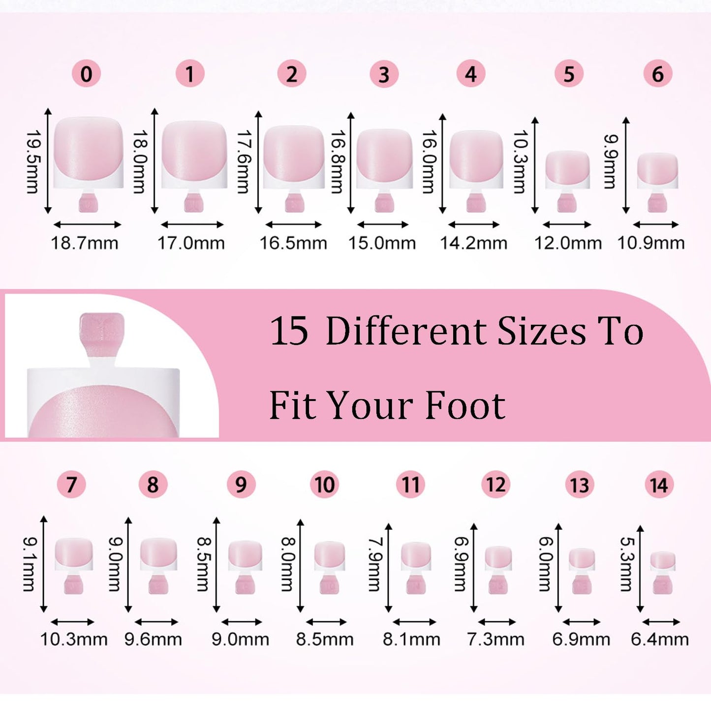 Dsixnails 240Pcs Toe Press on nails, Short Square Brown Toe Nail Press Ons for Women in 15Sizes, French Tip False Toenails Extension, Soft Gel Toe Nail Tips, Acrylic Full Cover Fake Toenails for Girl