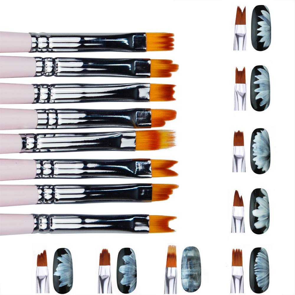 8 Pcs Premium Nail Brush Pens with Wooden Handle – UV Gel Art Gradient & Flower Design Tools for Professional Manicure, Perfect Valentine’s Gift (Purple Wood)