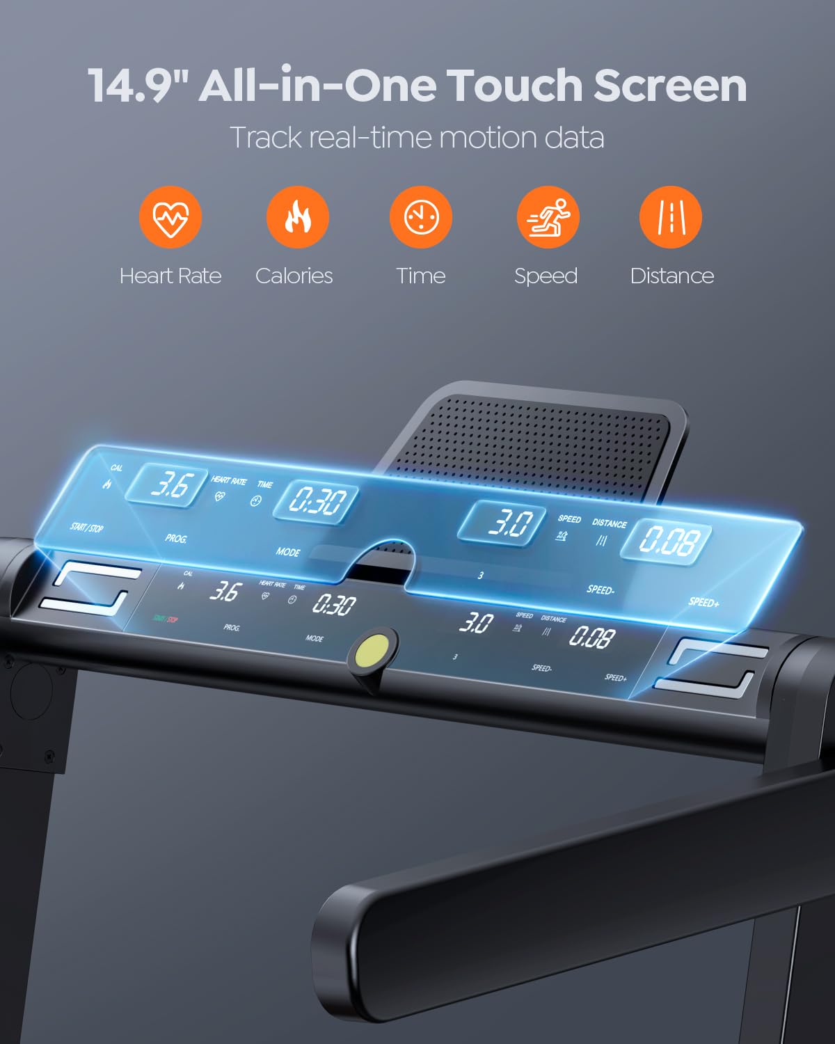 Acezoe 2 in 1 Folding Treadmills for Home Small Office, 2.5HP Walking Pad Treadmill with Handle Bar, 300lbs Capacity, Copmact Protable Treadmill with Smart APPs, 12 HIIT Modes and Touch Screen