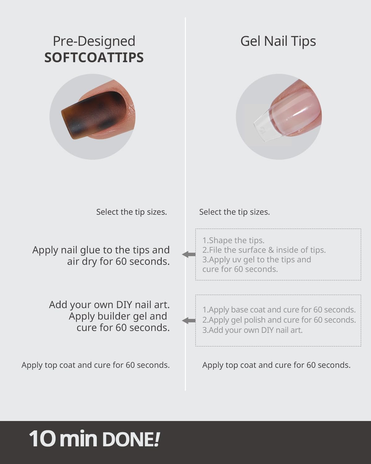 BTArtboxnails SOFTCOATTIPS Press On Nails - Tortoiseshell Almond Press On Nails Medium, 90Pcs Salon Quality Soak Off Soft Gel Nail Tips in 15 Sizes