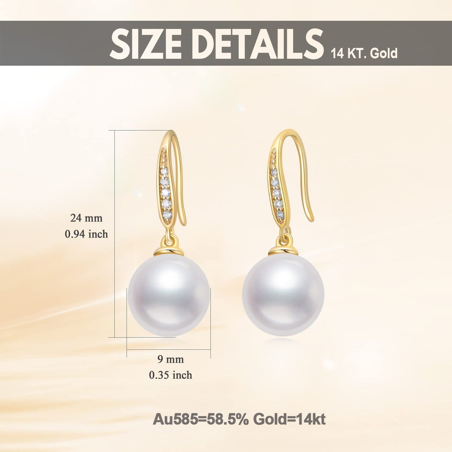 14k Gold Diamond Pearl Necklace and Earrings Set