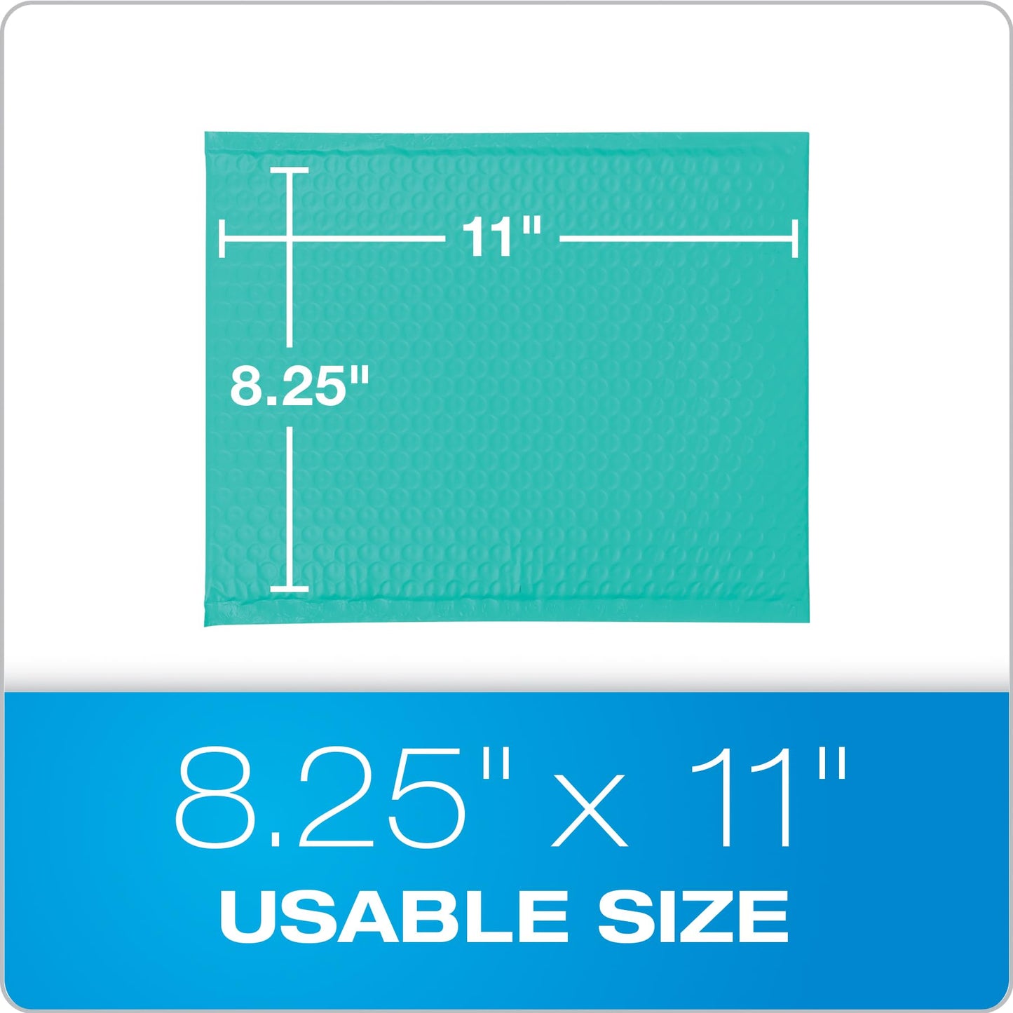 Quality Park Bubble Mailers, 8.5 x 11 Shipping Envelopes, Water Resistant Teal Poly Padded Envelopes, Redi-Strip Peel Off Closure, 25 Per Box (QUA85860)