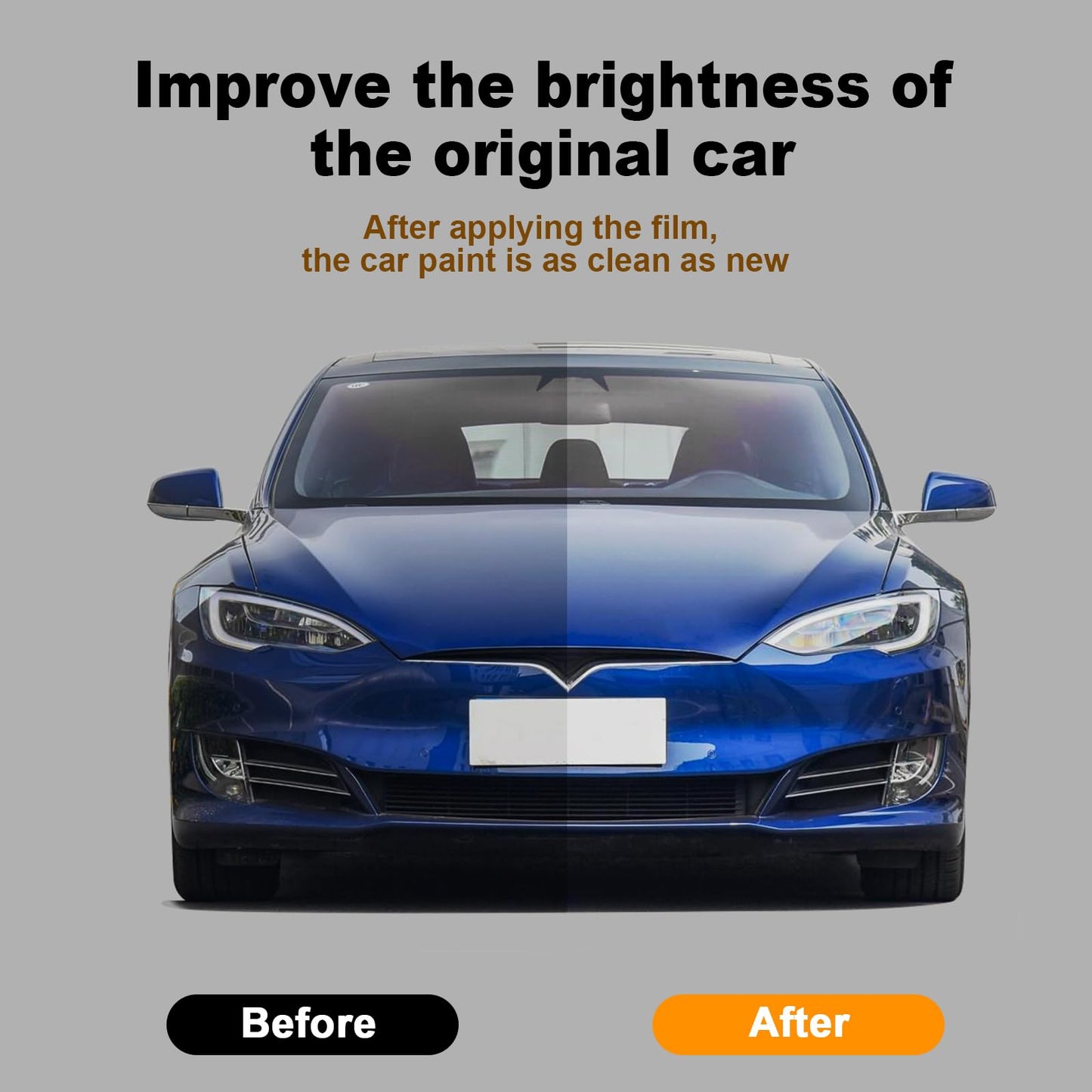 FDAIUN PPF Clear Car Pre-Cut Paint Protective Film for Tesla Model S 2016-2020 Self Adhesive TPU Rainproof Waterproof HD Scratch Exterior Accessories (Front Bumper&Headlights 8Pcs)