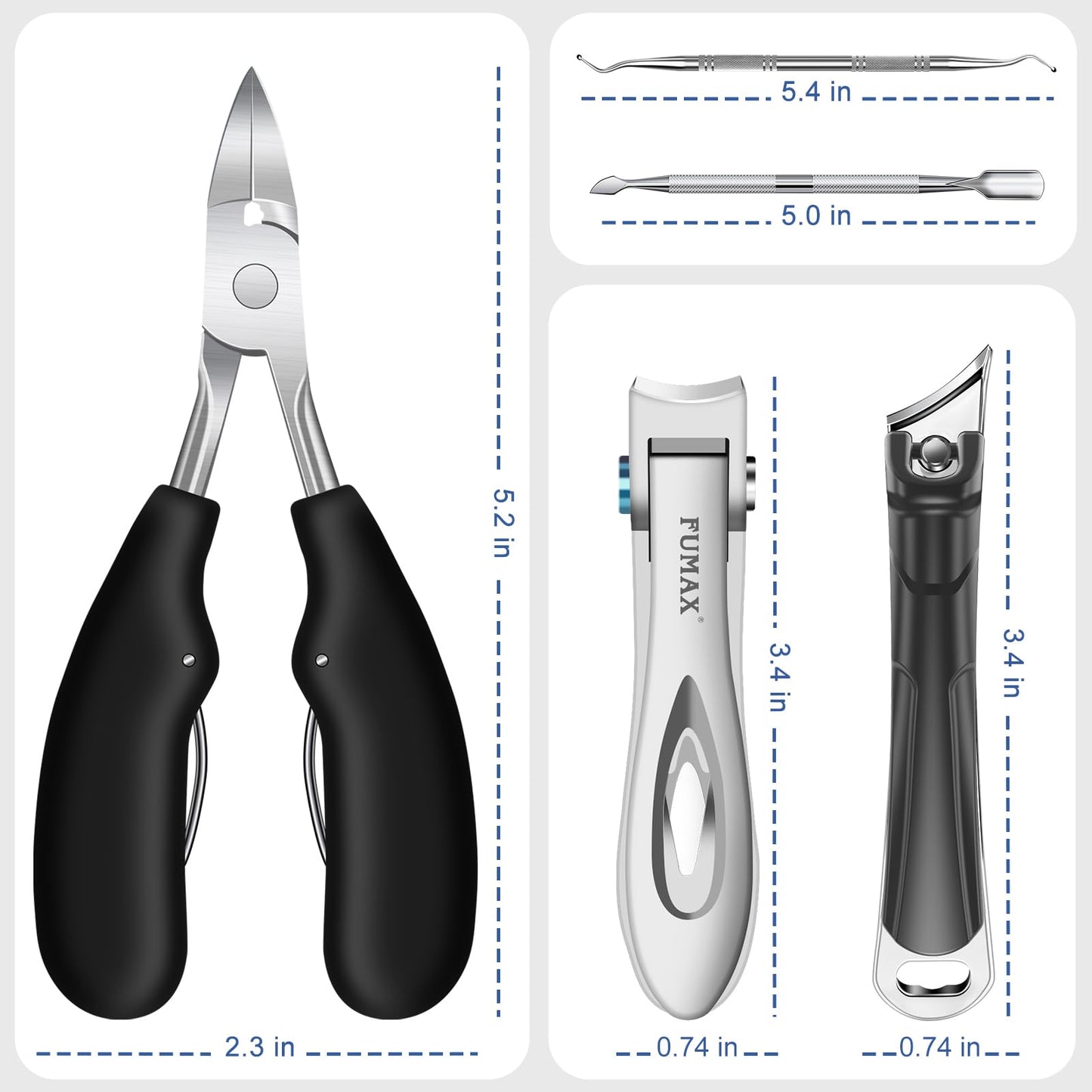 Toenail Clippers for Seniors Thick Ingrown Toenails, Large Nail Clippers for Men Thick Nails, 2026 Heavy Duty Sharp Slanted Nail Cutter, Wide Opening, Long Handle, Nail Clipper Set Gifts for Men Women