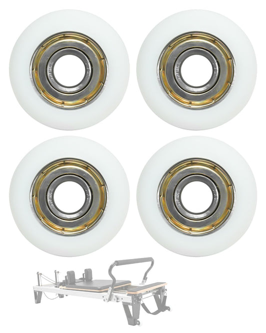 Replacement Roller Wheels Compatible with Aero Pilates Reformer Machine, Pilates Reformer Replacement Parts, White, 4 Pcs