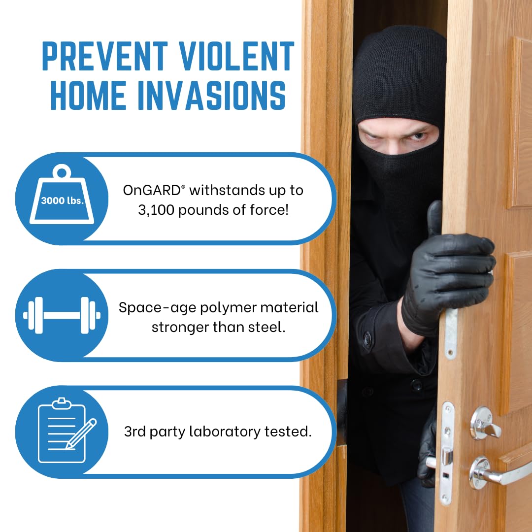 OnGUARD Security Door Brace | OnGARD Withstands 3100 Lbs of Violent Force | French Door Brace Jammer Barricade Defends Against Home Invasions, Burglaries & Civil Unrest | Space-Age Polymer Material |
