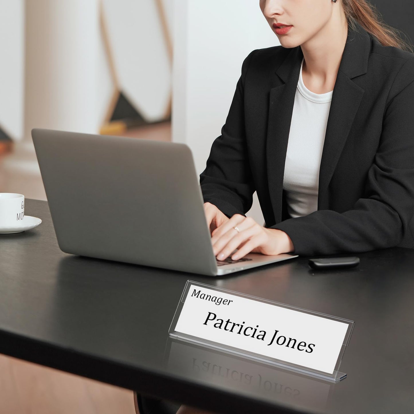 24 Pcs Acrylic Name Plates for Desk 2 X 8 Inches Name Tents for Classroom License Label Holder for Back to School Classroom Office Conference Business Meeting Table Display (24)